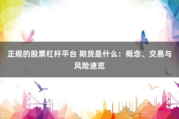 正规的股票杠杆平台 期货是什么：概念、交易与风险速览