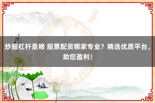 炒股杠杆是啥 股票配资哪家专业？精选优质平台，助您盈利！