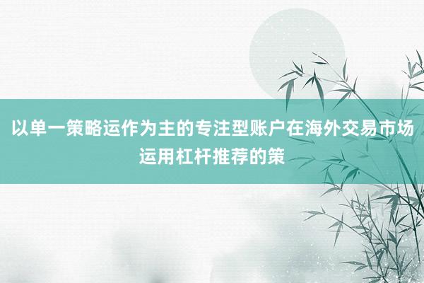 以单一策略运作为主的专注型账户在海外交易市场运用杠杆推荐的策