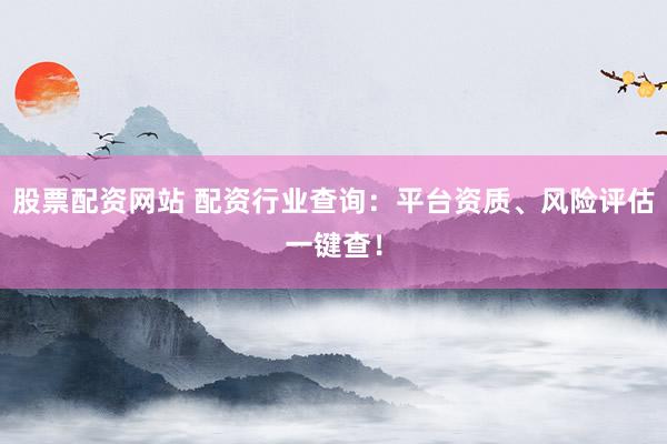 股票配资网站 配资行业查询：平台资质、风险评估一键查！